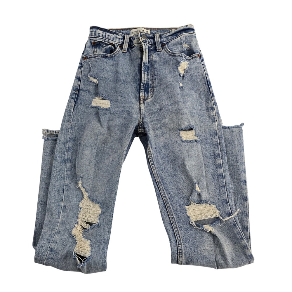 Abercrombie & Fitch Ultra High Rise Ankle Straight‎ Distressed Jeans 24/00